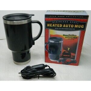 Open Road Collection Heated Stainless Steel Auto Mug Coffee/Soup 12V Adapter